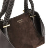 leather hand bag with logo