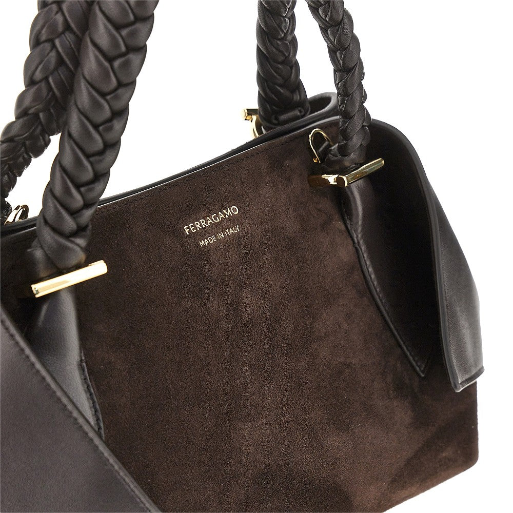 leather hand bag with logo