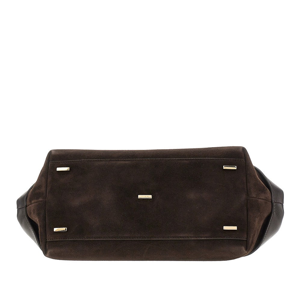 leather hand bag with logo