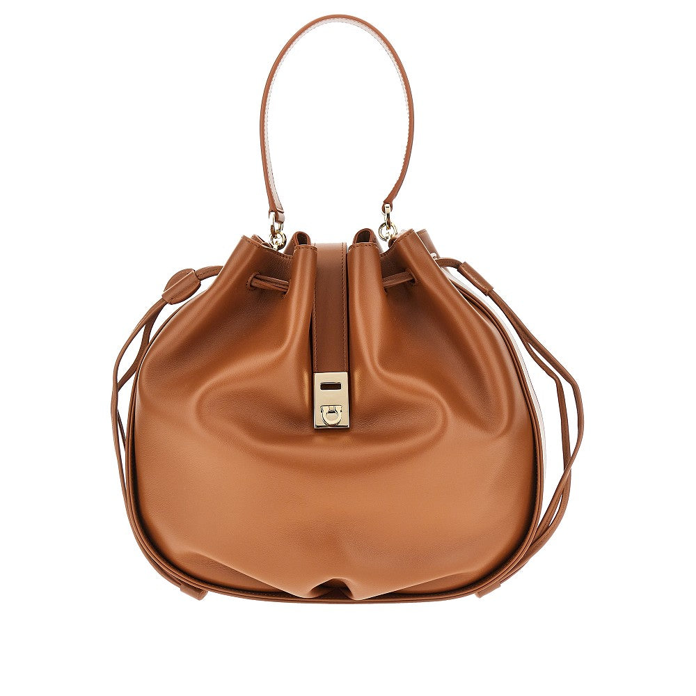 FERRAGAMO OS hug leather bucket bag