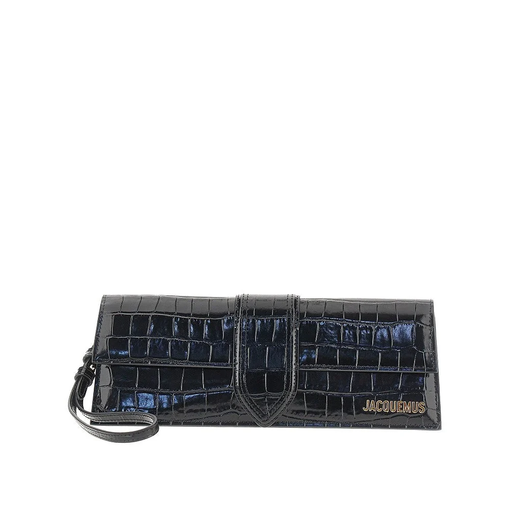JACQUEMUS OS croco-embossed leather bambino clutch