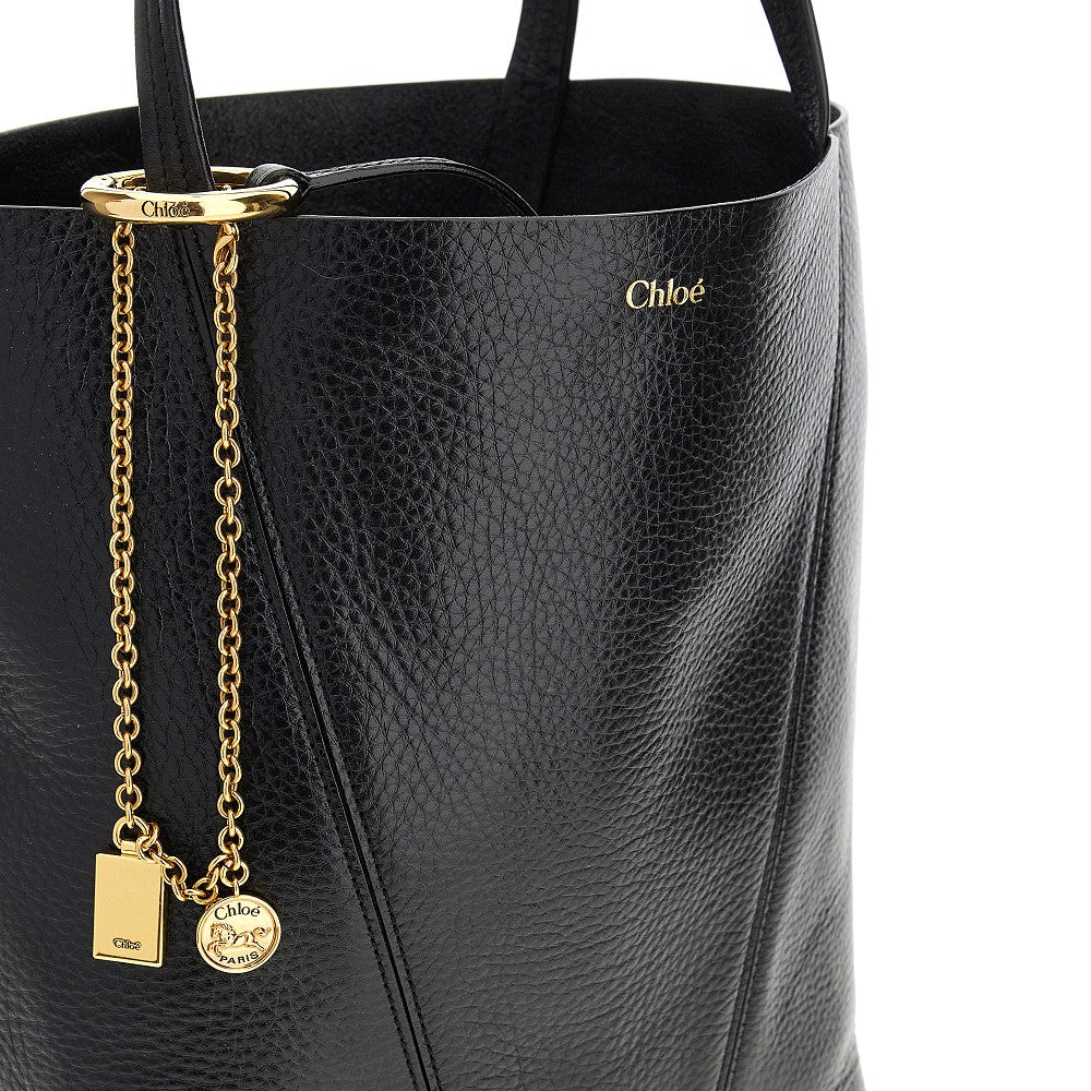 grained leather medium spin bag