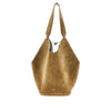 small suede leather lotus tote bag