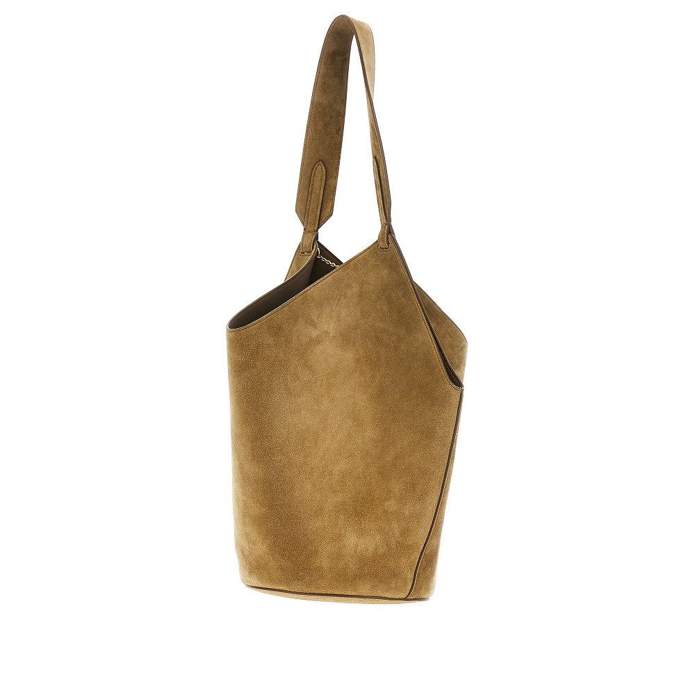 small suede leather lotus tote bag