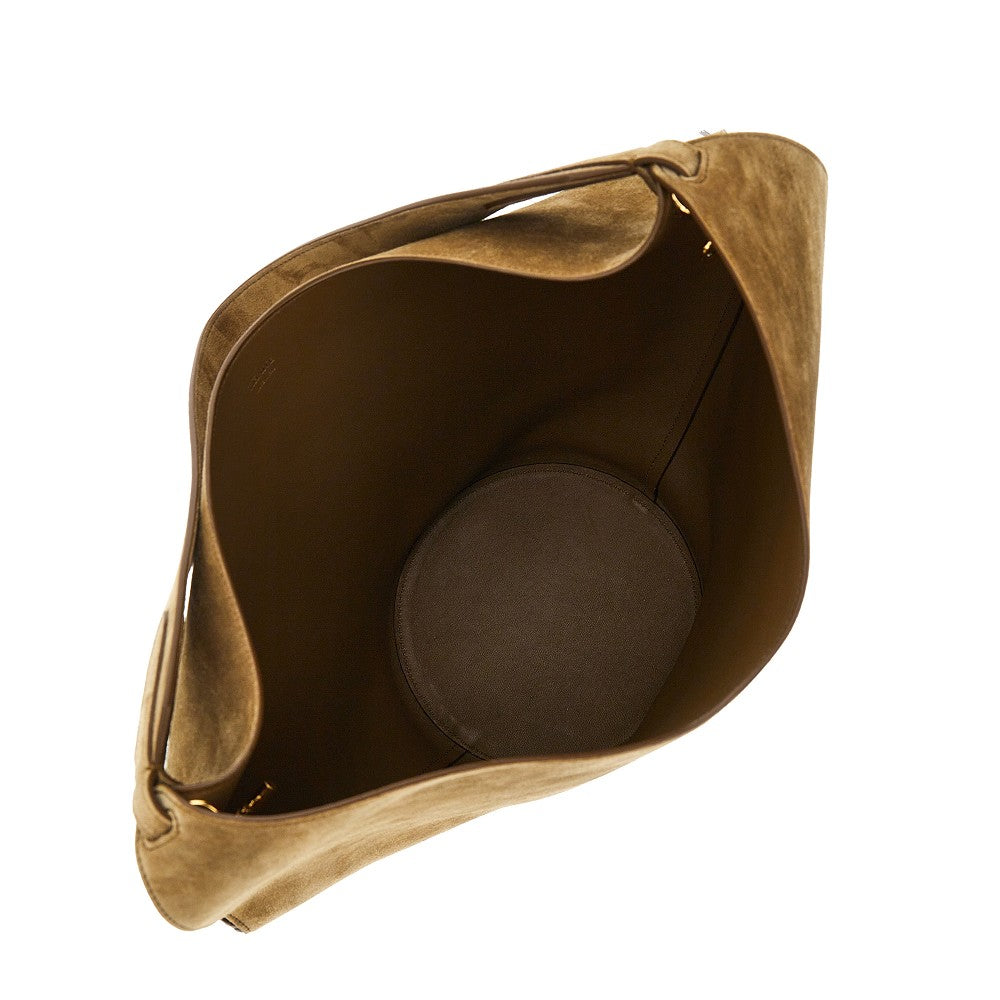 small suede leather lotus tote bag