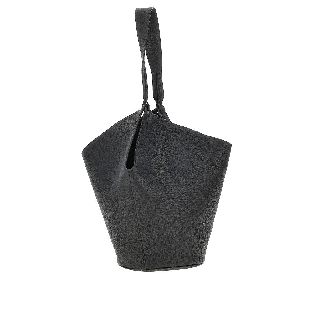 small leather lotus tote bag