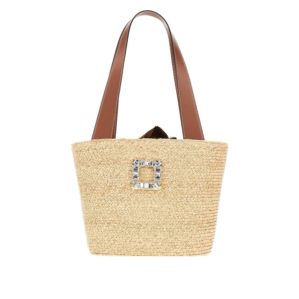 ROGER VIVIER OS raffia small viv skate bag
