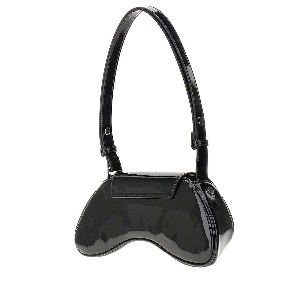 glossy faux leather play bag