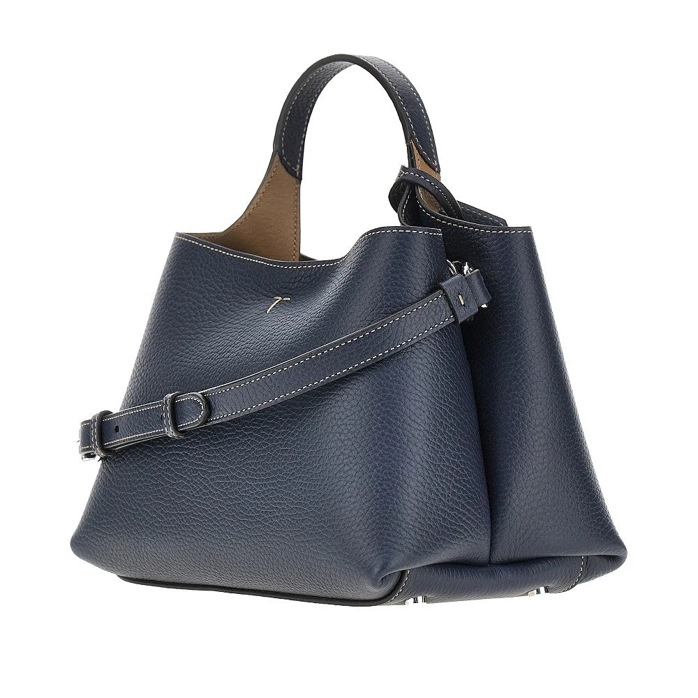 grained leather micro shopping bag