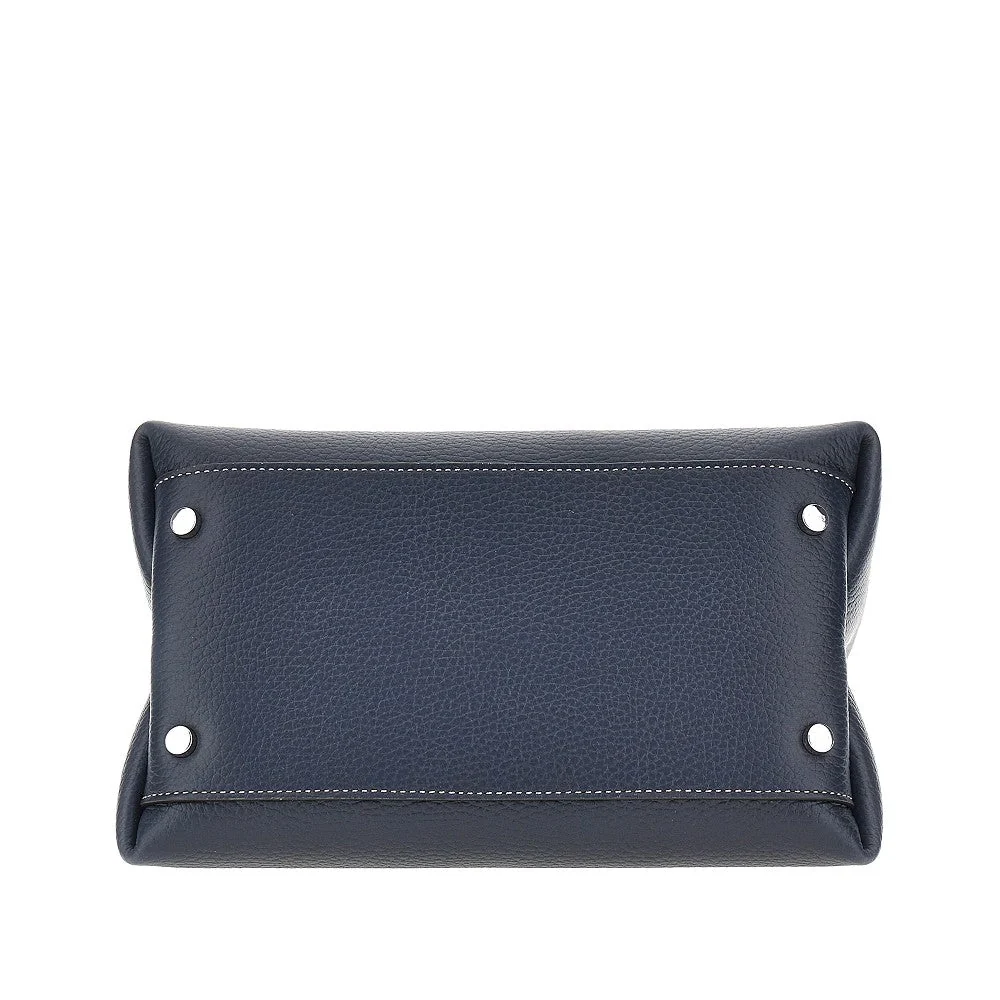 grained leather micro shopping bag