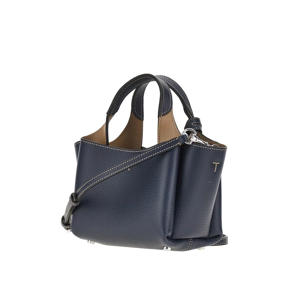 grained leather mini shopping bag