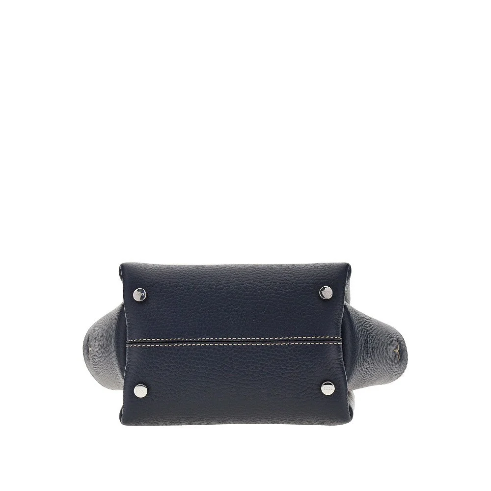 grained leather mini shopping bag