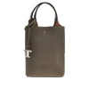 grained leather micro tote bag