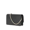 grained leather clutch with chain