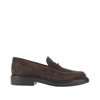 suede leather loafers with logo