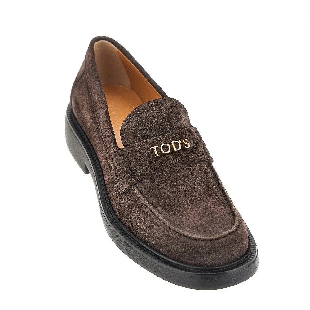 TODS 36 suede leather loafers with logo