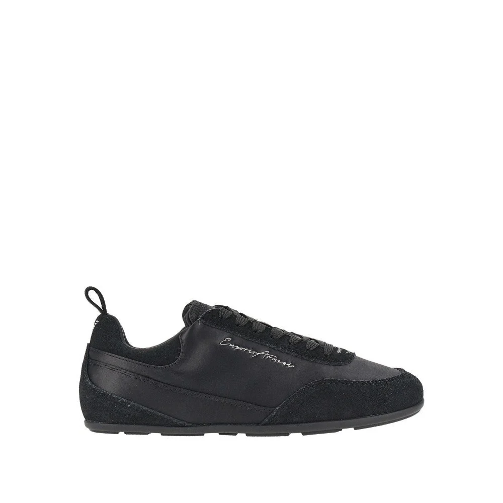 satin and suede leather sneakers