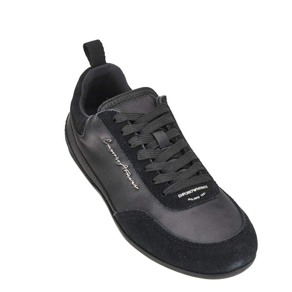 satin and suede leather sneakers