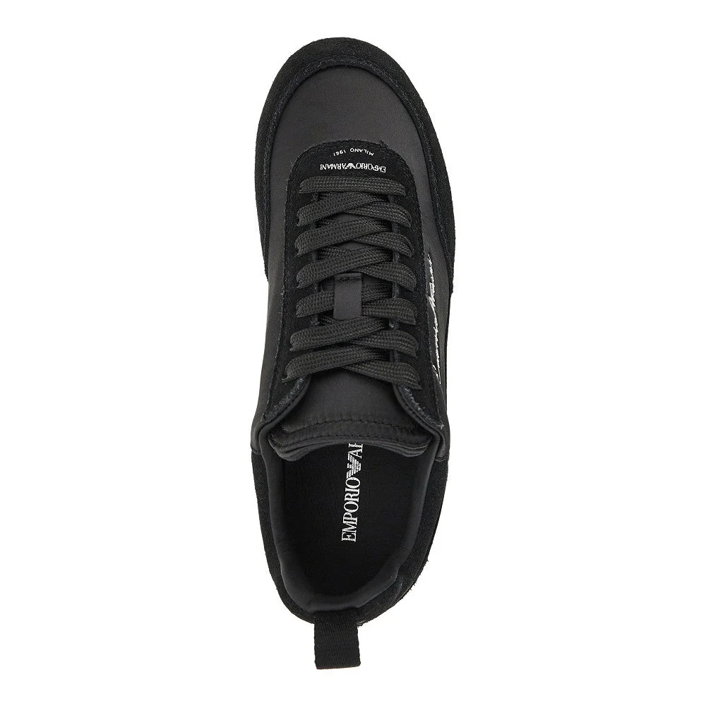 satin and suede leather sneakers