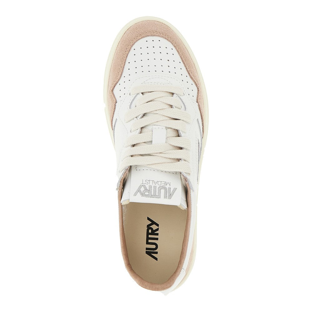 suede and leather medalist low sneakers