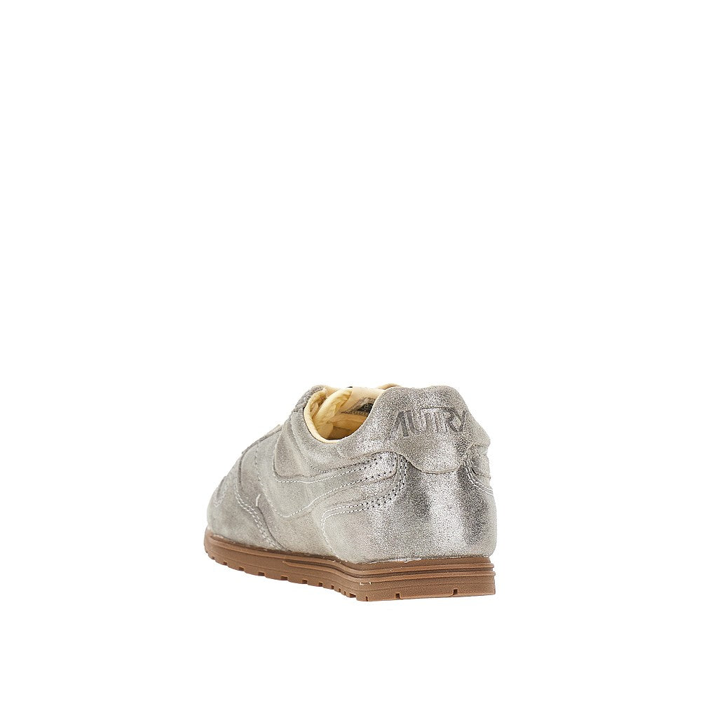 windspin laminated leather sneakers