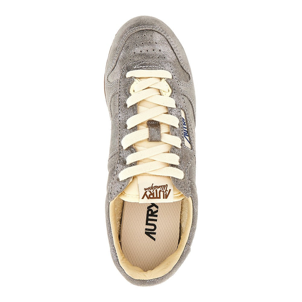 windspin laminated leather sneakers