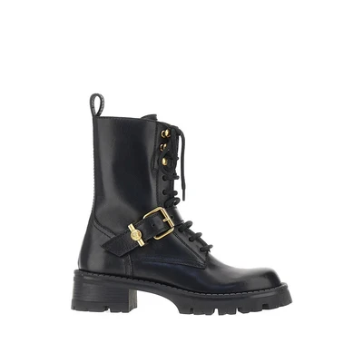leather boots with medusa detail
