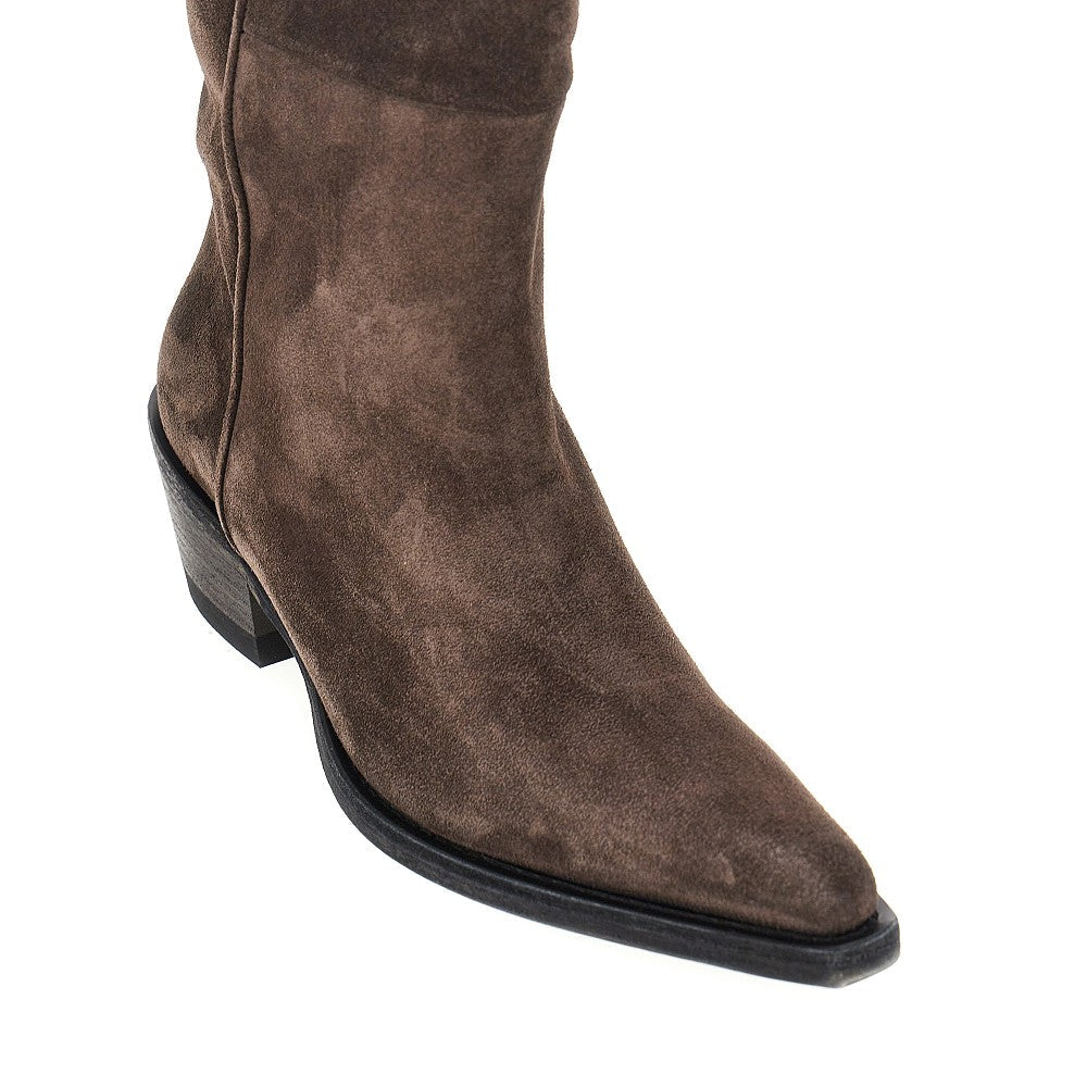 KHAITE 37 clive suede leather western boots
