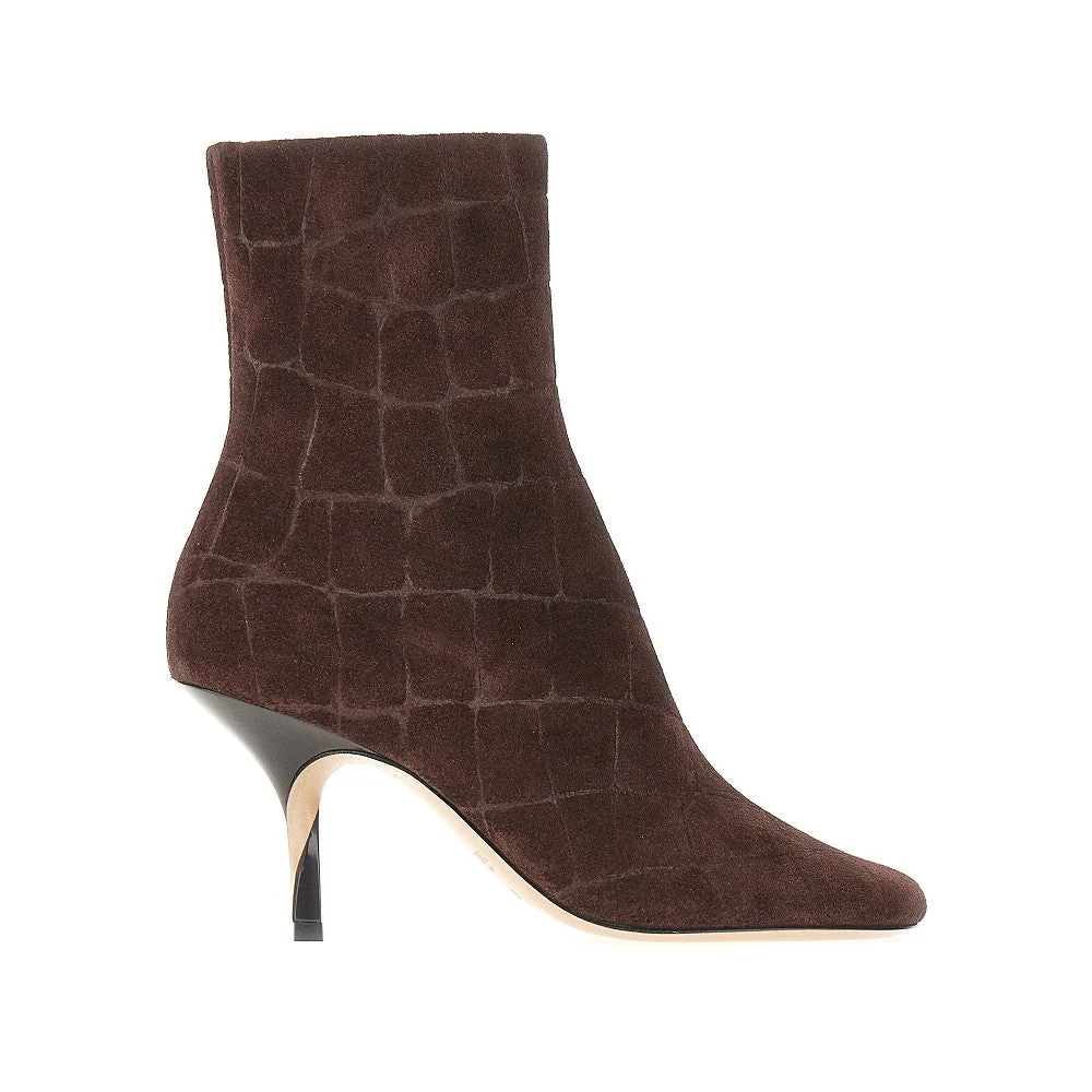 JACQUEMUS 36 croco-embossed leather ankle boots