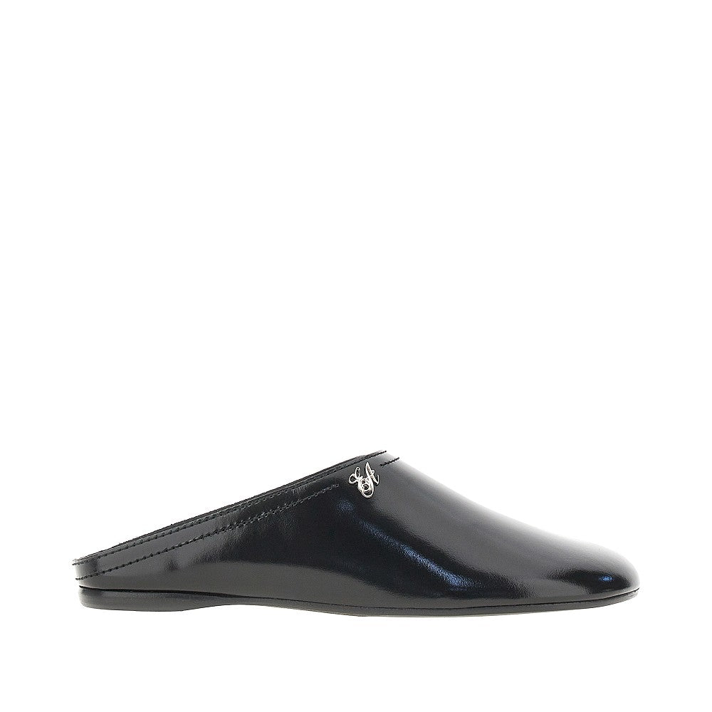EMPORIO ARMANI 36 pantent and brushed leather mules
