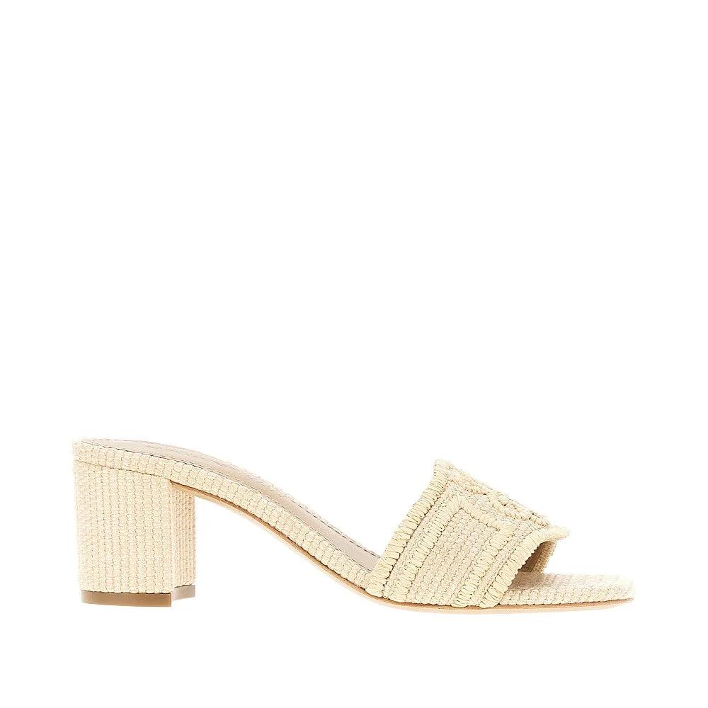 EMPORIO ARMANI 36 woven raffia mules with ea logo