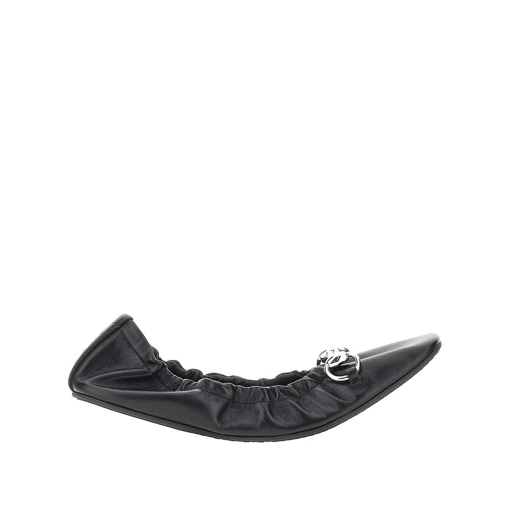 GUCCI 37 prima leather ballerinas with horsebit