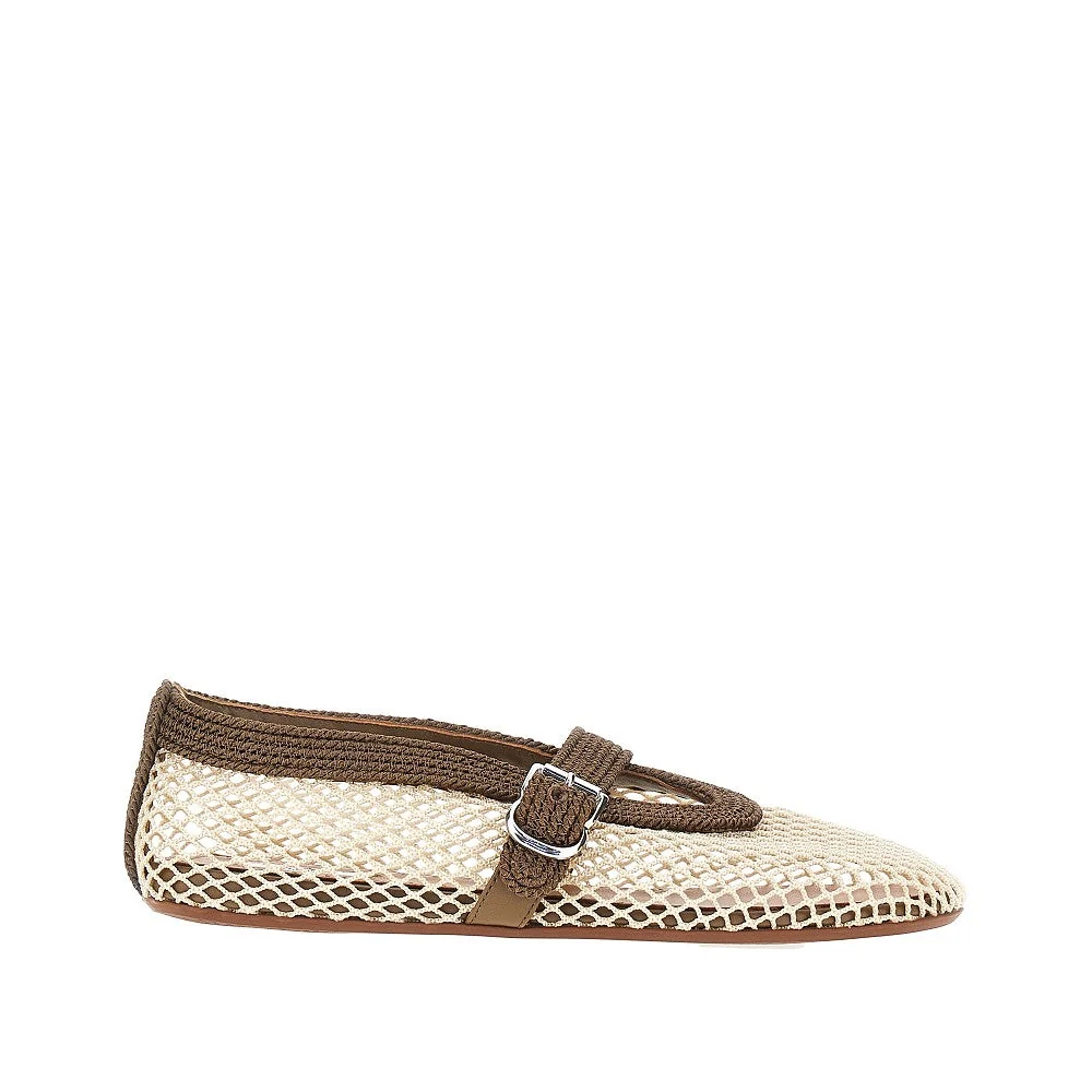 satin cord and net ballet flats