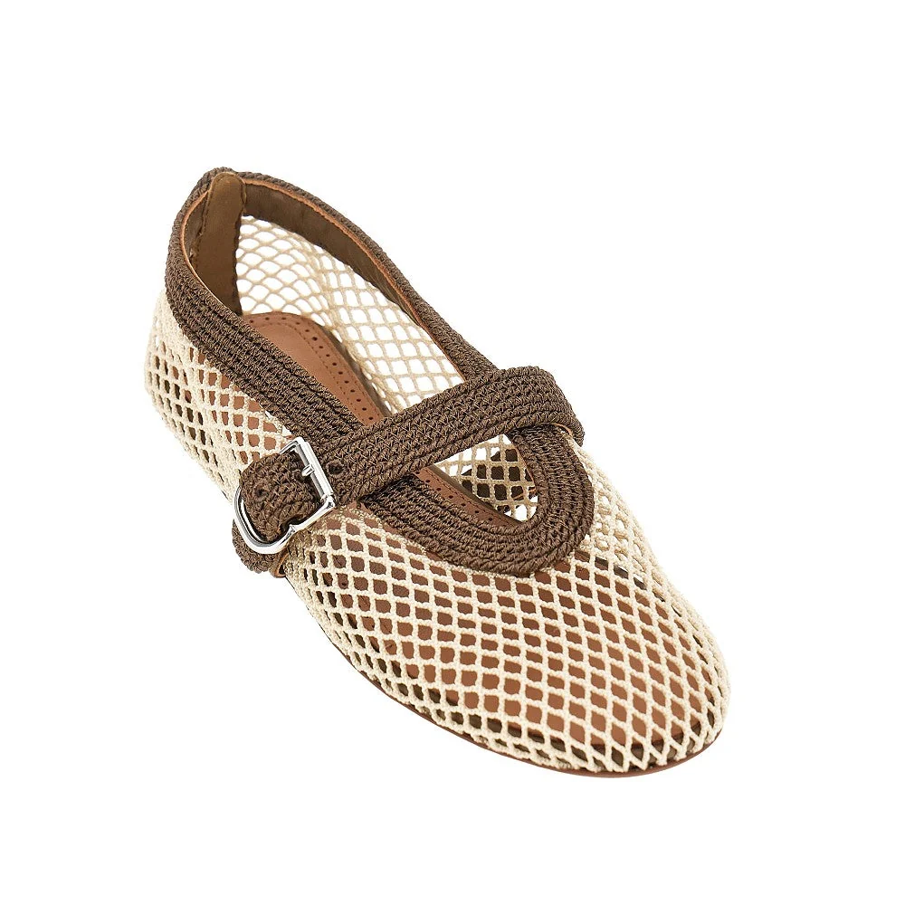 ALAIA 36 satin cord and net ballet flats