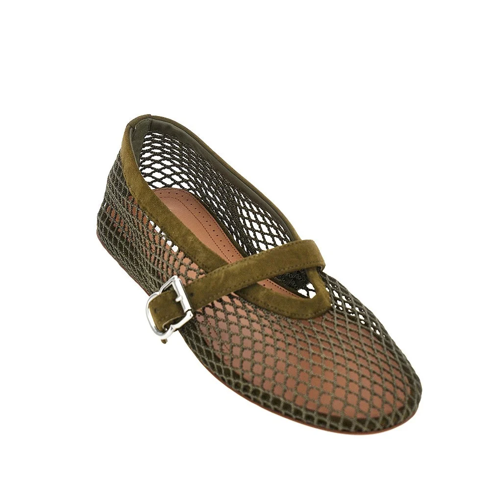 ALAIA 36 fishnet ballerina flats