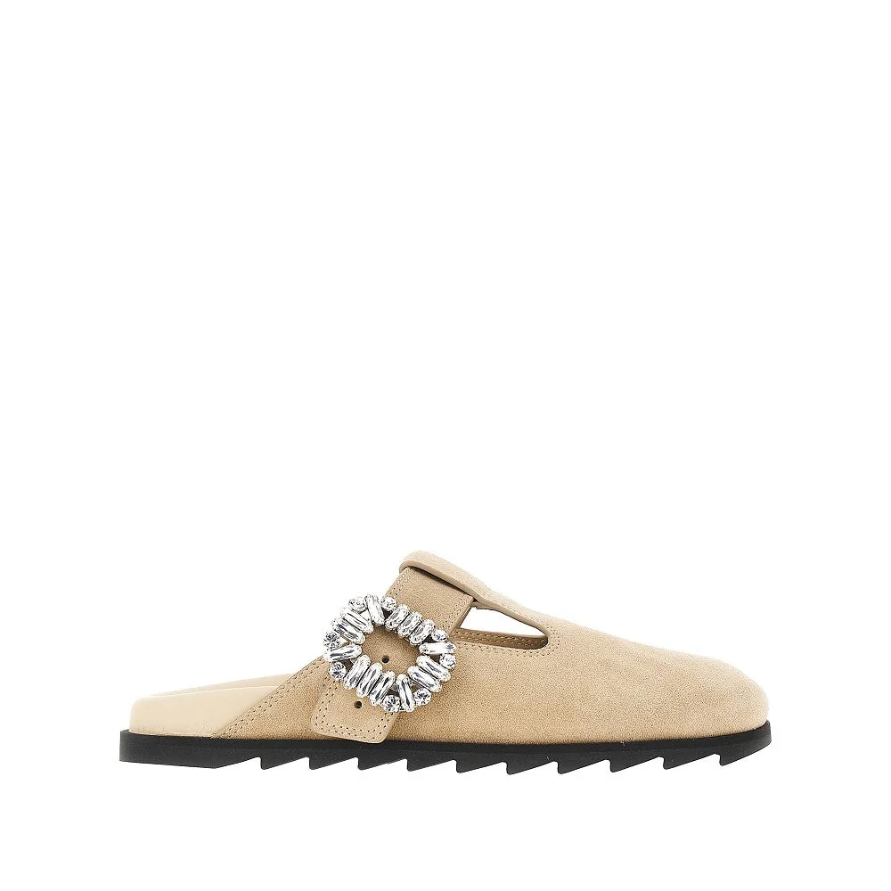 ROGER VIVIER 40 slidy viv suede leather mules