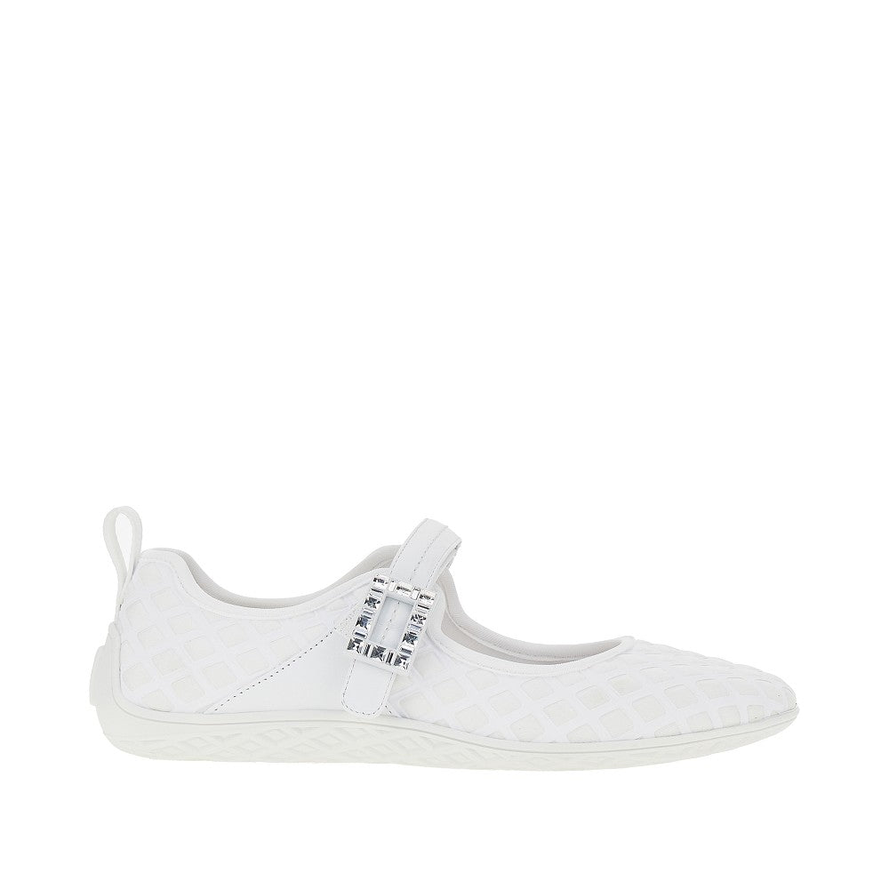 ROGER VIVIER 38 embossed fabric viv low babies ballerinas