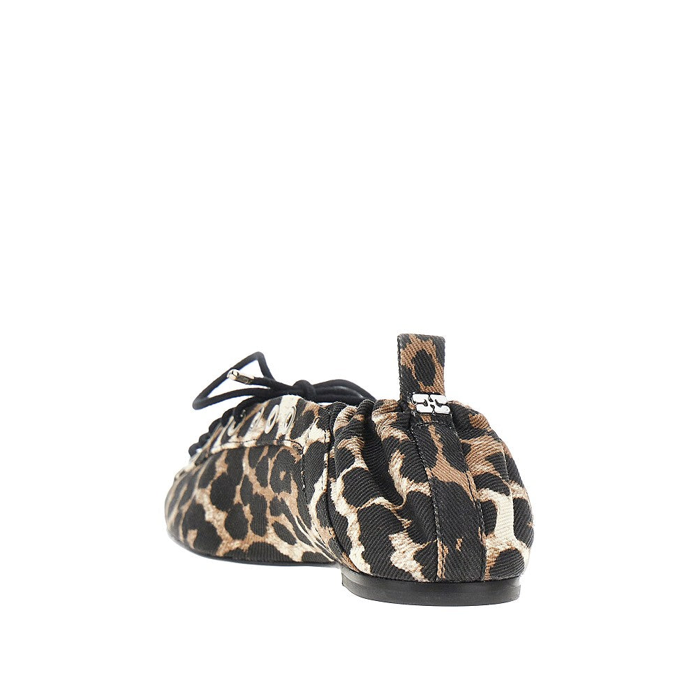 denim ballerina flats with leopard print