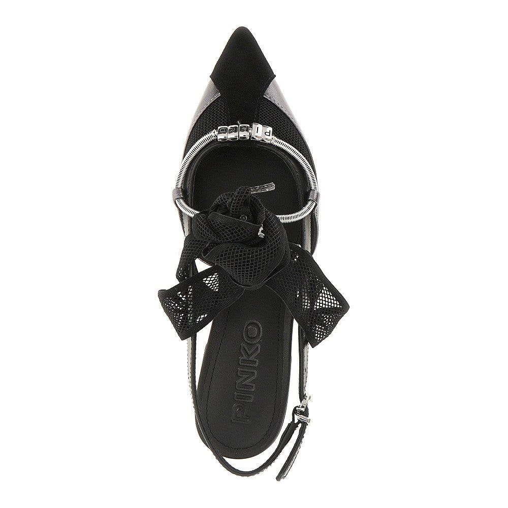 leather and mesh slingbacks