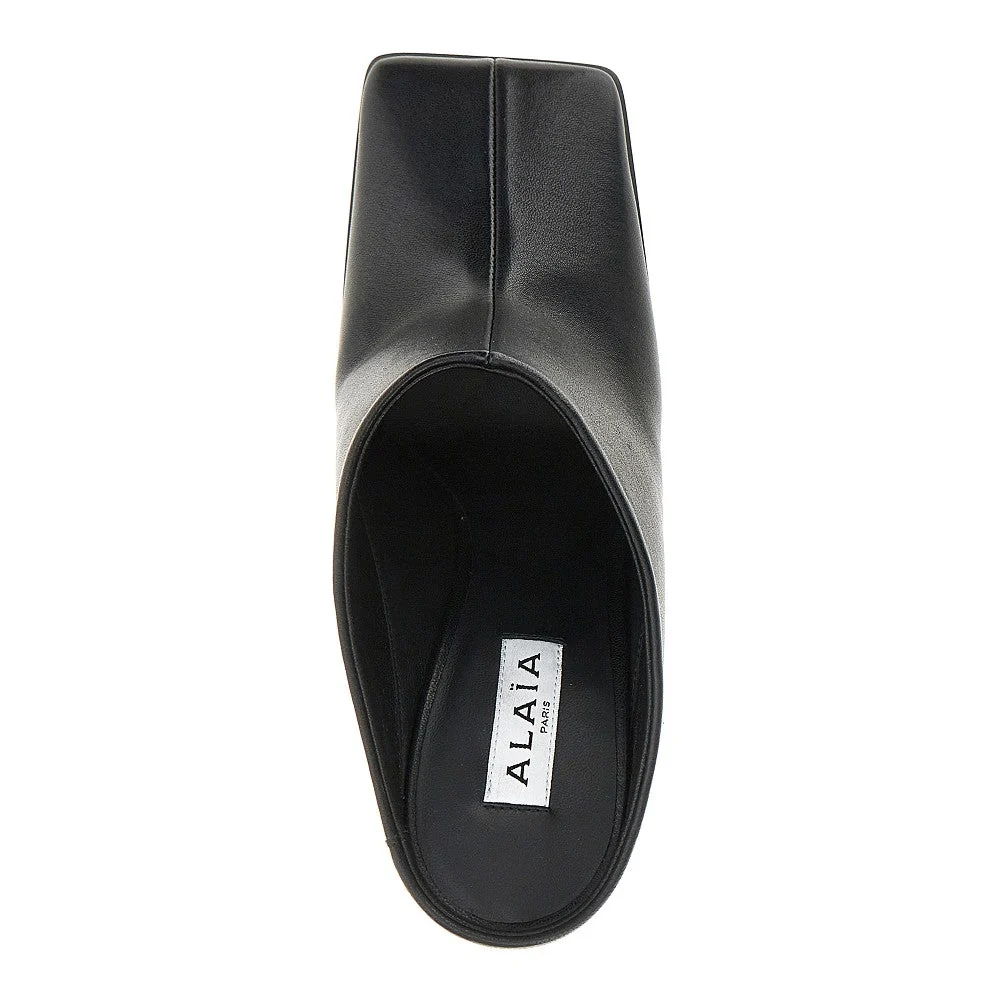 squared-toe leather mules