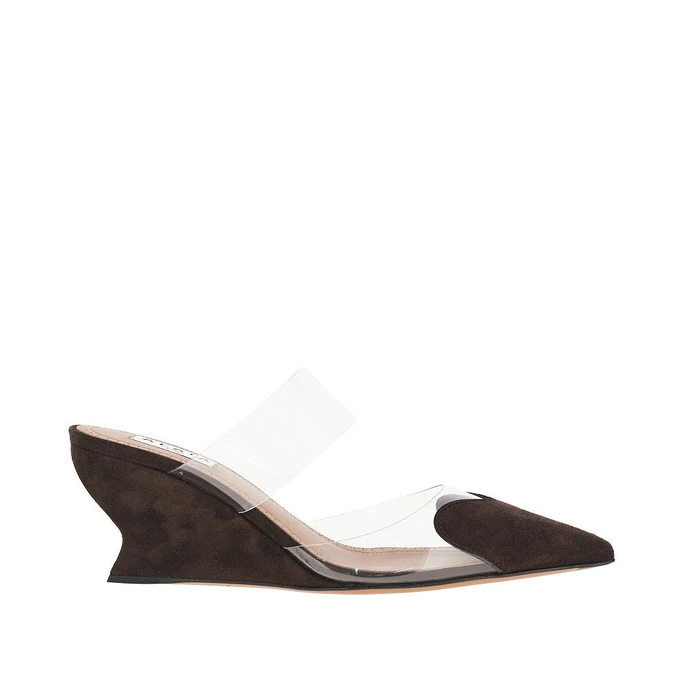 ALAIA 37 suede leather le coeur wedge mules
