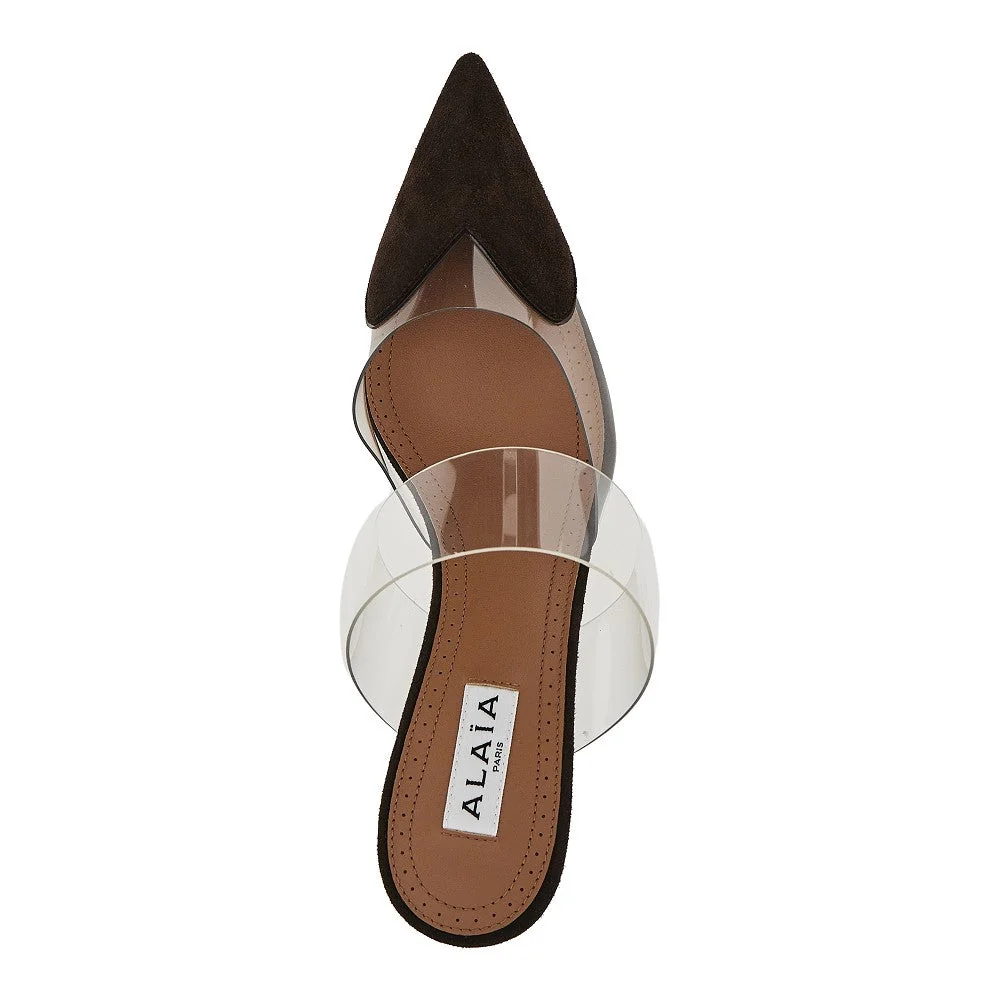 suede leather le coeur wedge mules