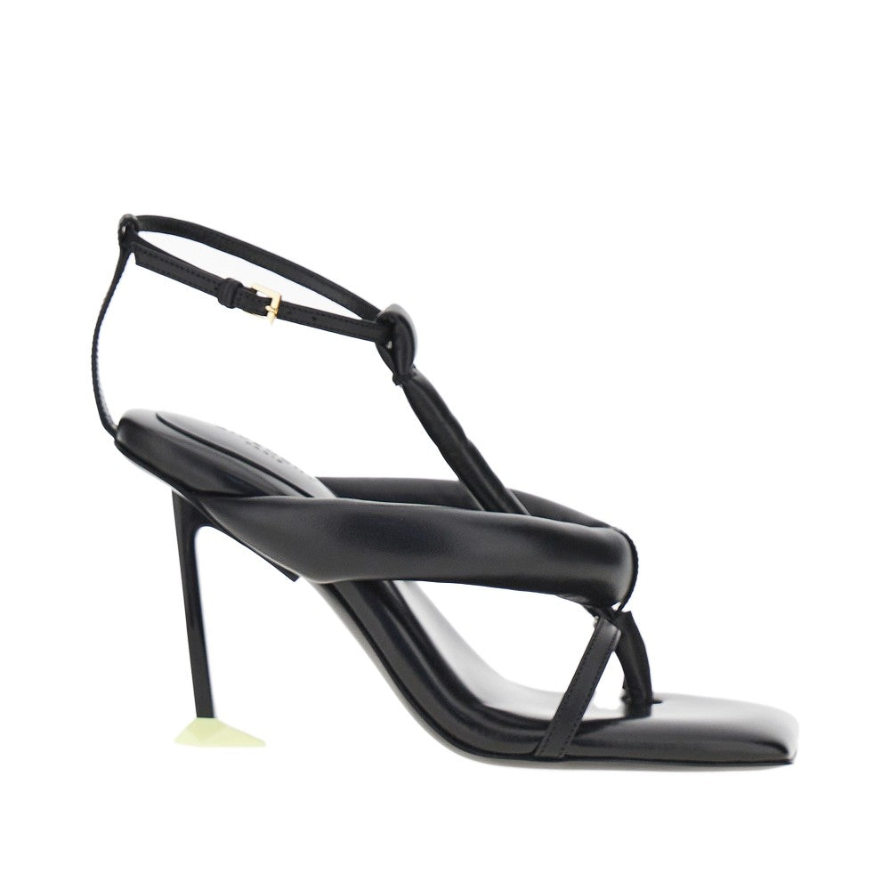 nappa leather sandals with boudoir heel