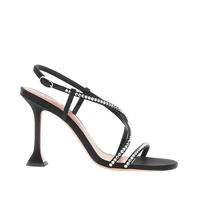 satin sally sandals with crystals