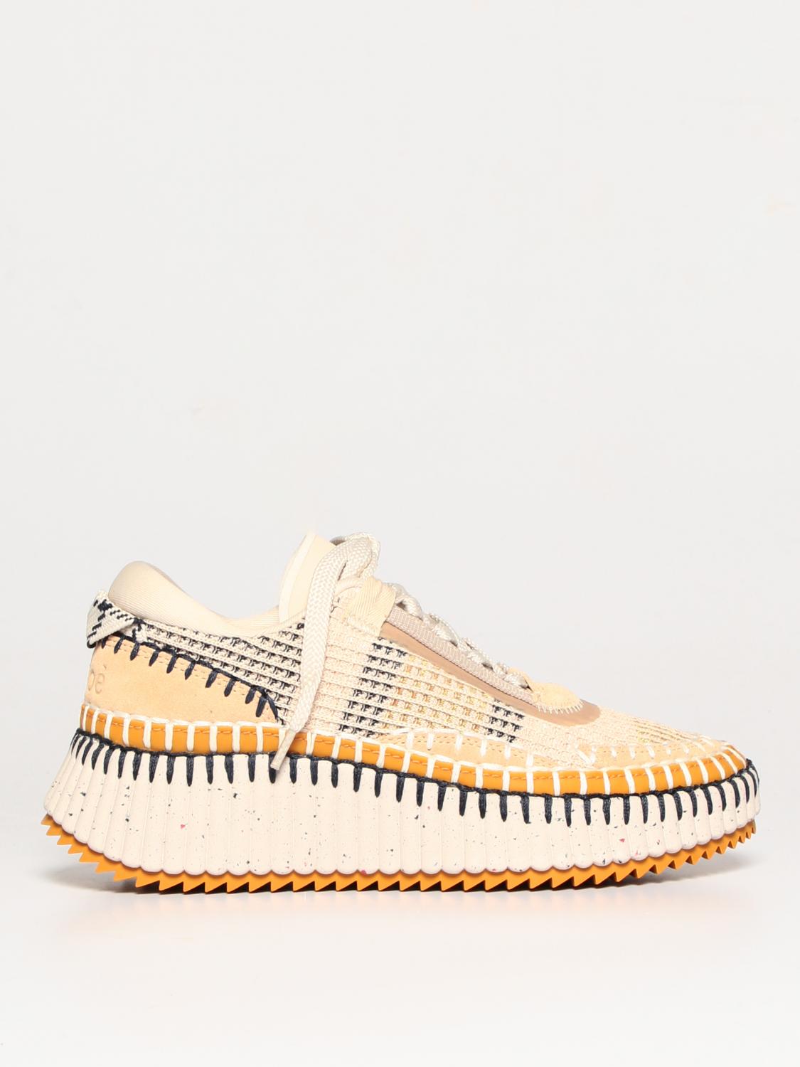 nama recycled fabric and suede sneakers chloé