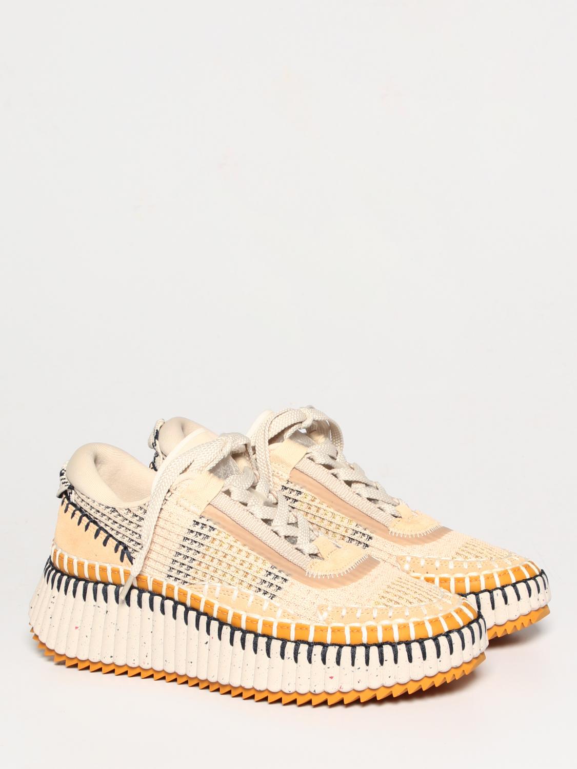 CHLOÉ 41 nama recycled fabric and suede sneakers chloé