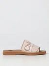 woody chloé sandal in canvas with embroidered logo