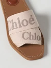 woody chloé sandal in canvas with embroidered logo