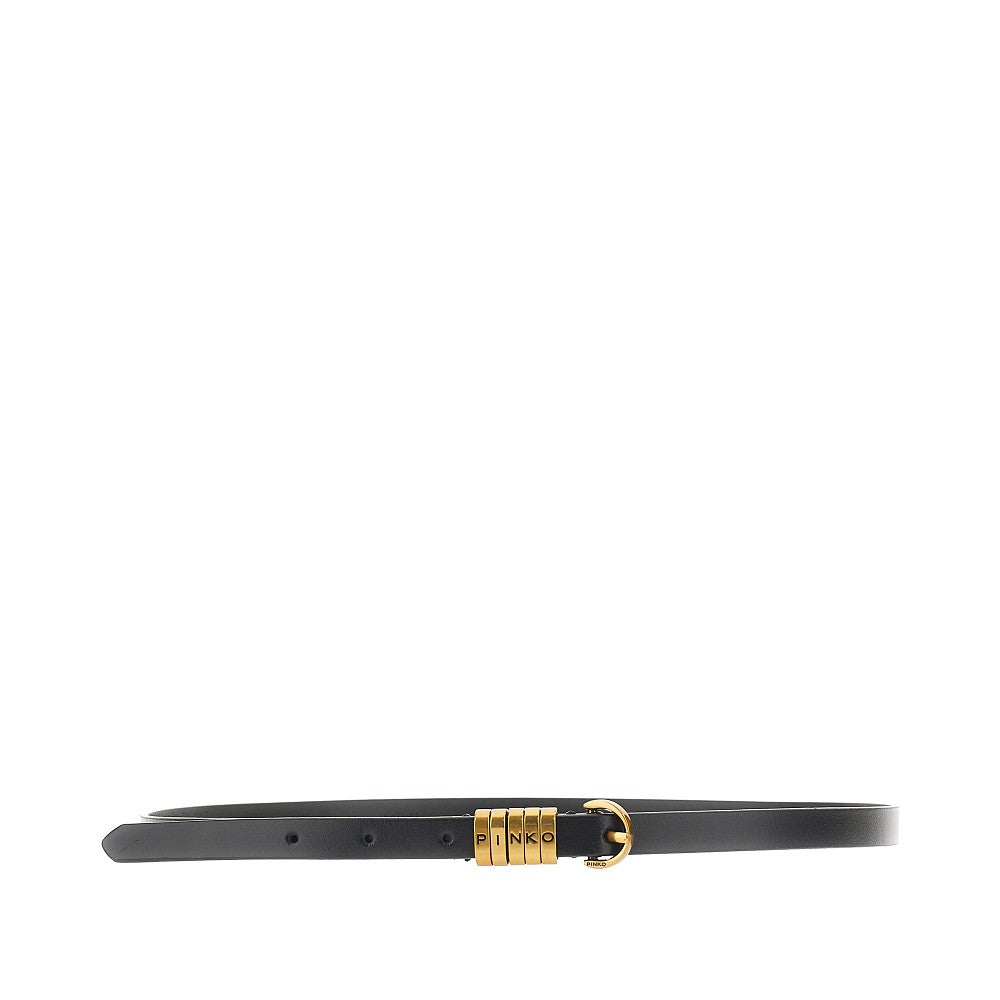 PINKO XS leather belt with lettering logo loops