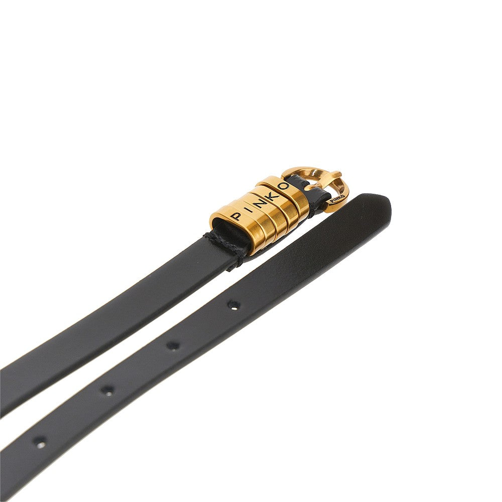 leather belt with lettering logo loops